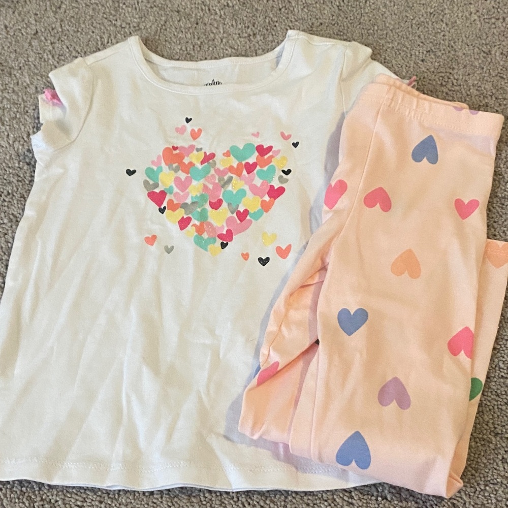 Kids Heart Print Matching Set